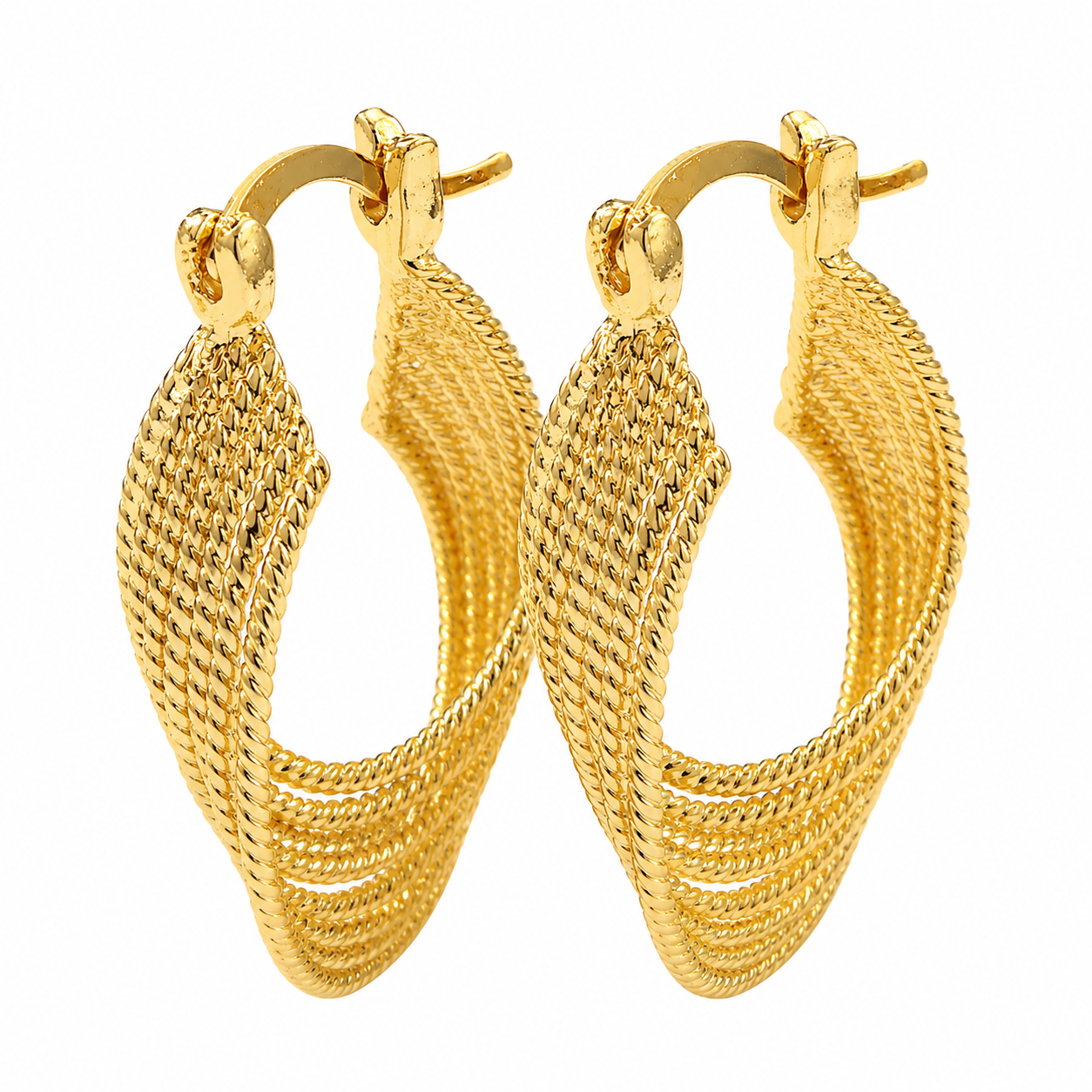 Golden Goddess Textured Hoop Earrings – Stainless Steel Statement Hoops