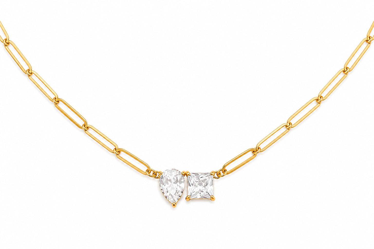 Daisy Allure Golden Radiance Crystal Paperclip Necklace