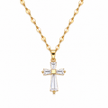 Gold Cross Pendant Necklace for Women – Dainty Crystal Cross Necklace, Stainless Steel Chain, Faith Jewelry Gift for Her