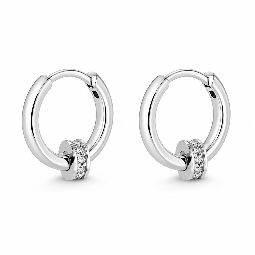 Charming Shiny Crystal Round Hoop Earring For Women Minimalist Nail Shaped Earrings Gold/Silver Trendy Jewelry