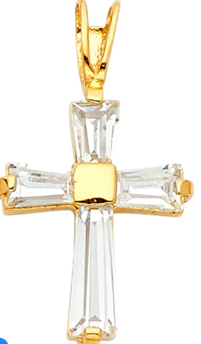 Gold Cross Pendant Necklace for Women – Dainty Crystal Cross Necklace, Stainless Steel Chain, Faith Jewelry Gift for Her